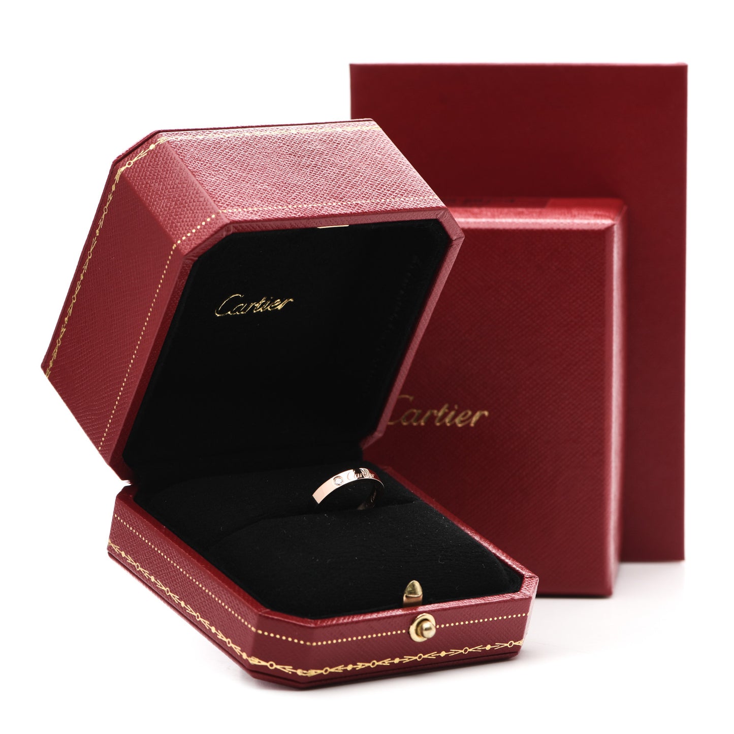 18K Pink Gold Diamond 3mm C De Cartier Wedding Band Ring 46 3.75