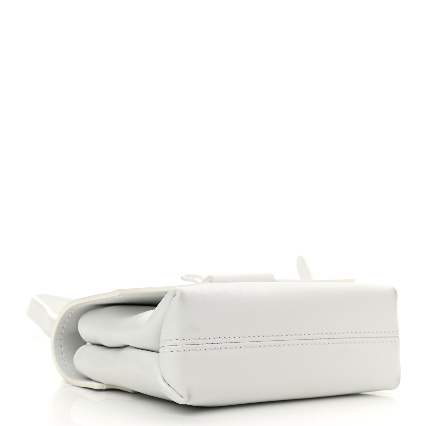 Calfskin Striped Diag Binder Flap Bag White