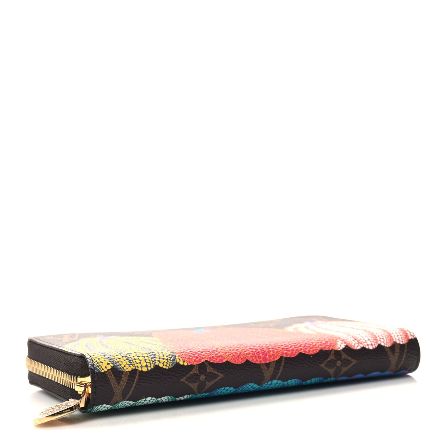 LV X YK Monogram Kusama Pumpkin Zippy Wallet