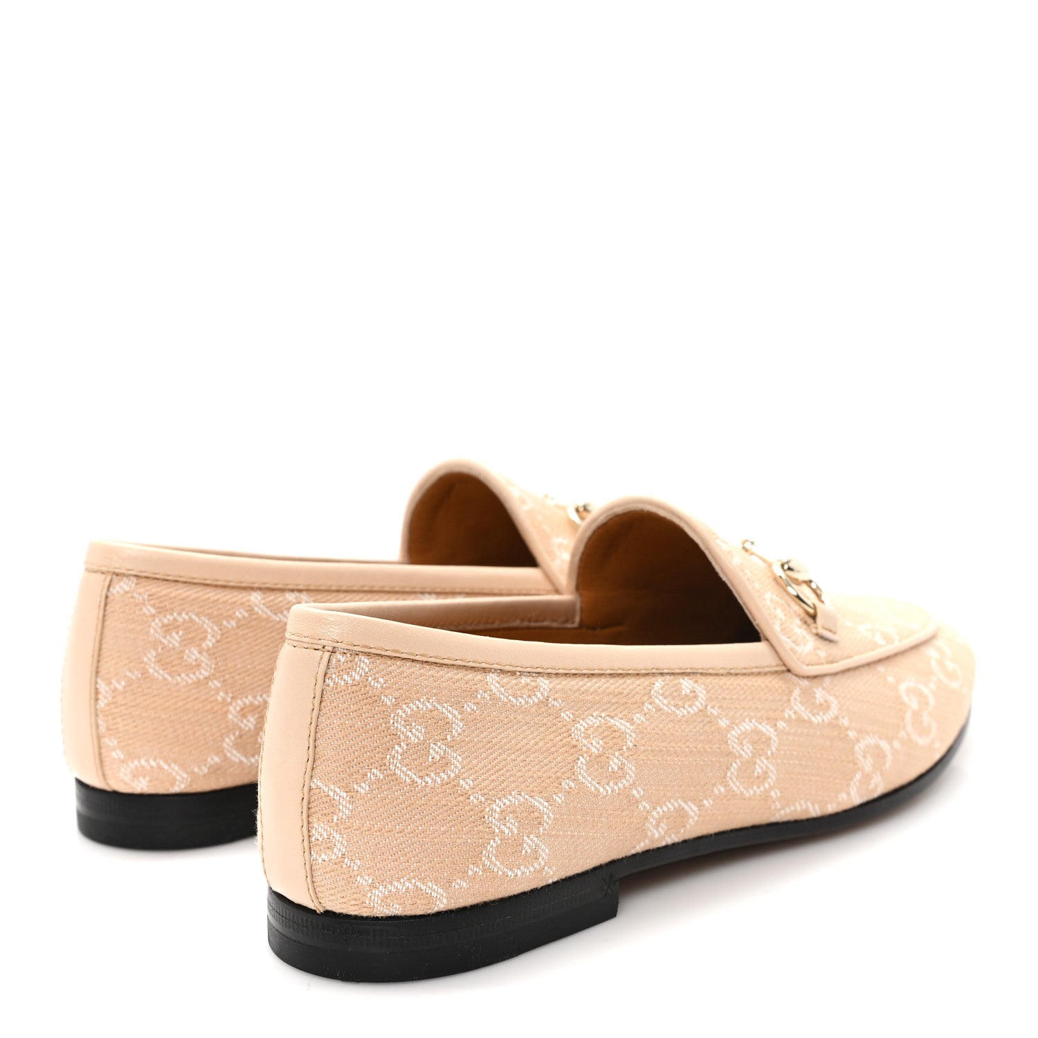 Gucci Canvas GG Monogram Horsebit Womens Jordaan Loafers 35.5 Souffle Rose 5 of 10
