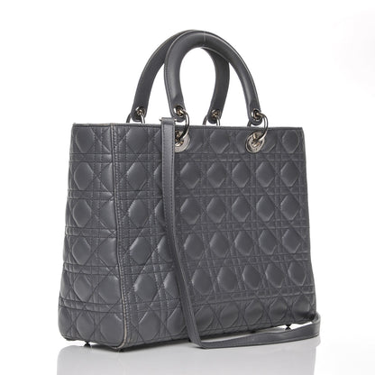 Christian Dior Lambskin Cannage Large Lady Dior Grey 3 of 20