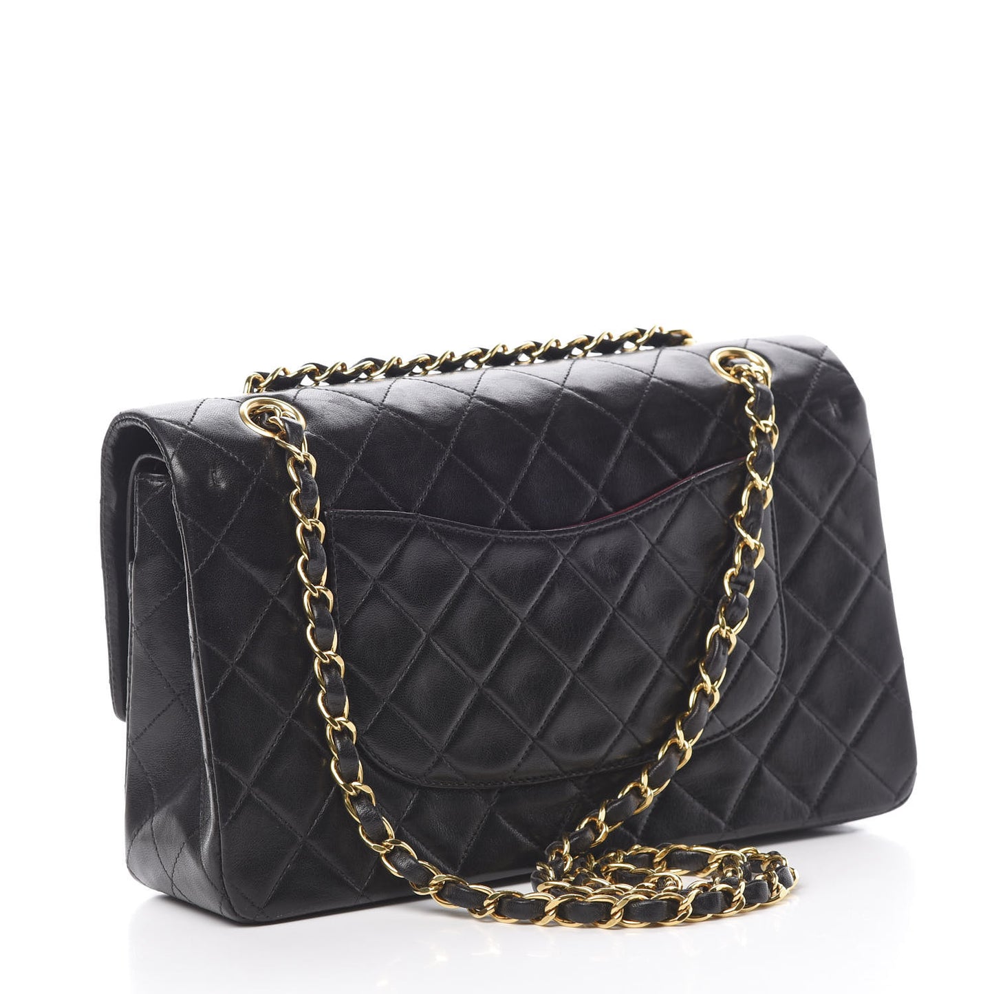 Lambskin Quilted Medium Double Flap Black