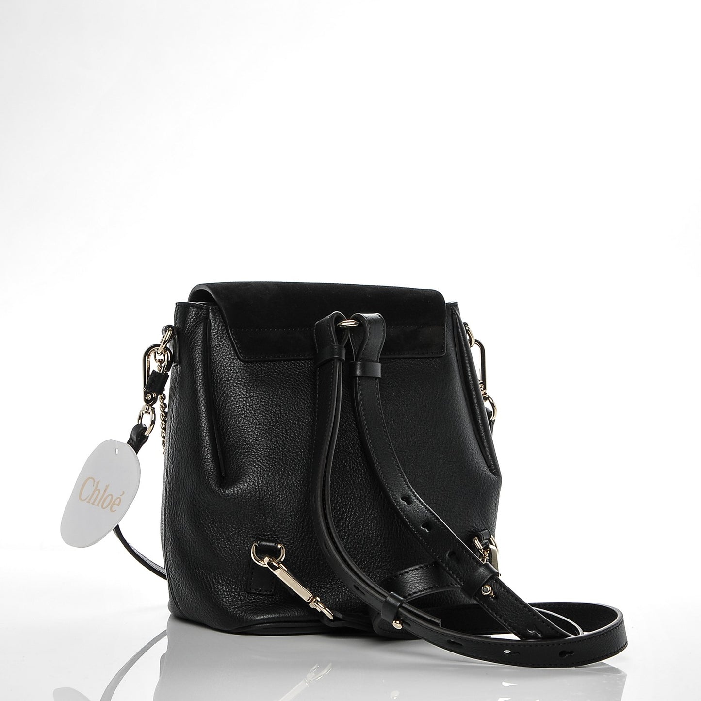 Suede Calfskin Small Faye Backpack Black