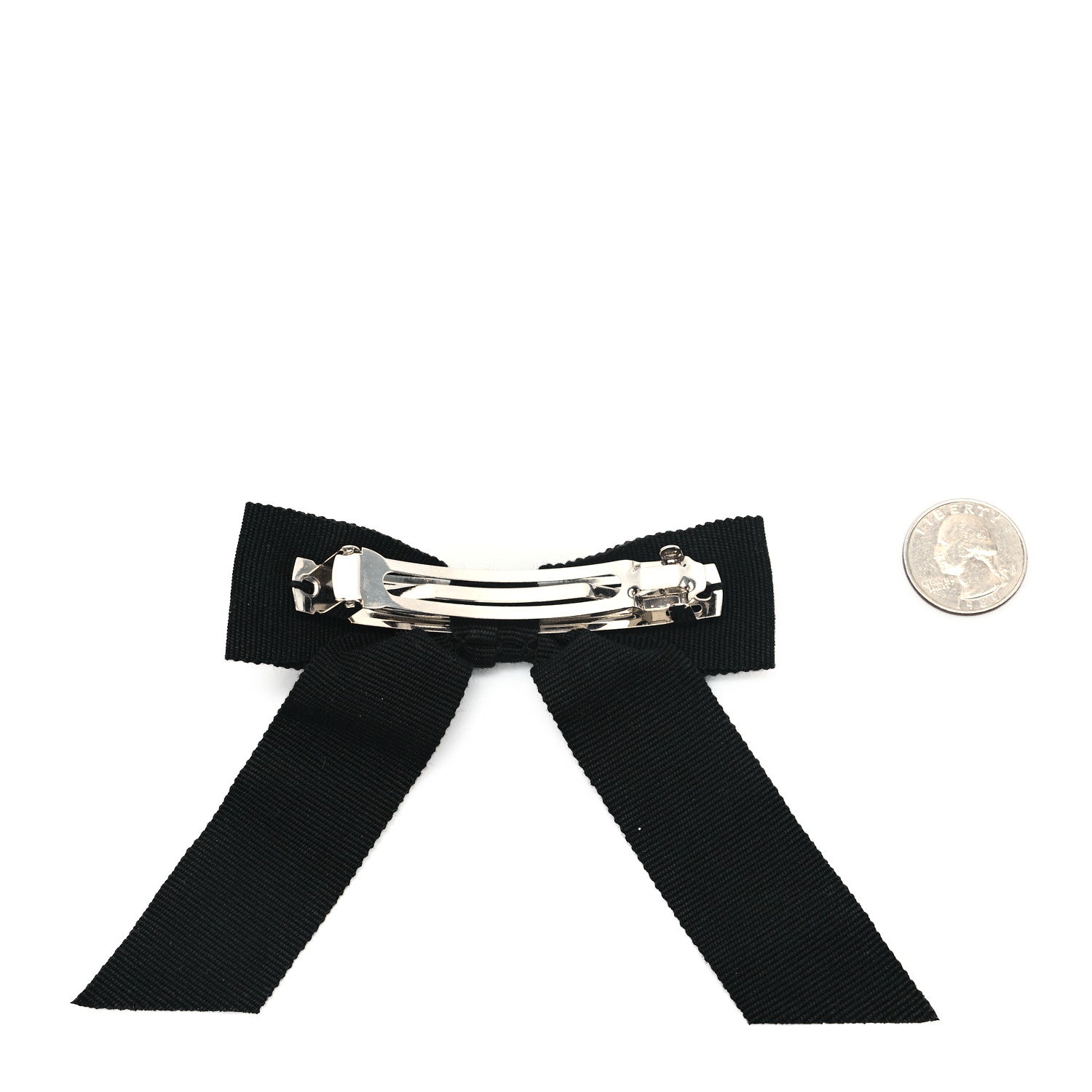 Chanel Grosgrain Bow CC Hair Clip Black 2 of 3