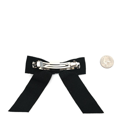 Chanel Grosgrain Bow CC Hair Clip Black 2 of 3