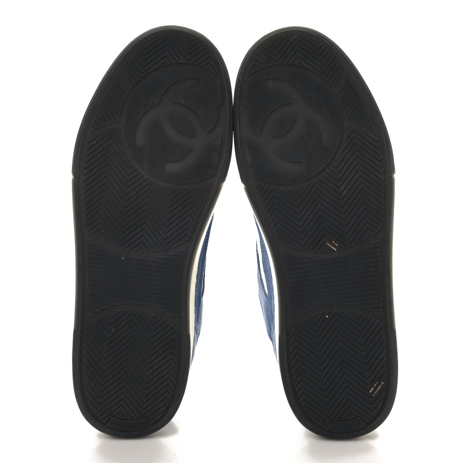 Chanel Suede Kidskin Womens CC Sneakers 39 White Blue 6 of 9