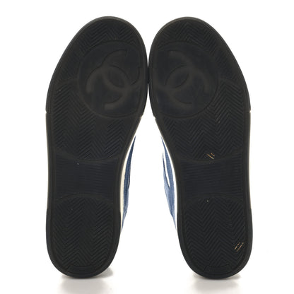 Chanel Suede Kidskin Womens CC Sneakers 39 White Blue 6 of 9