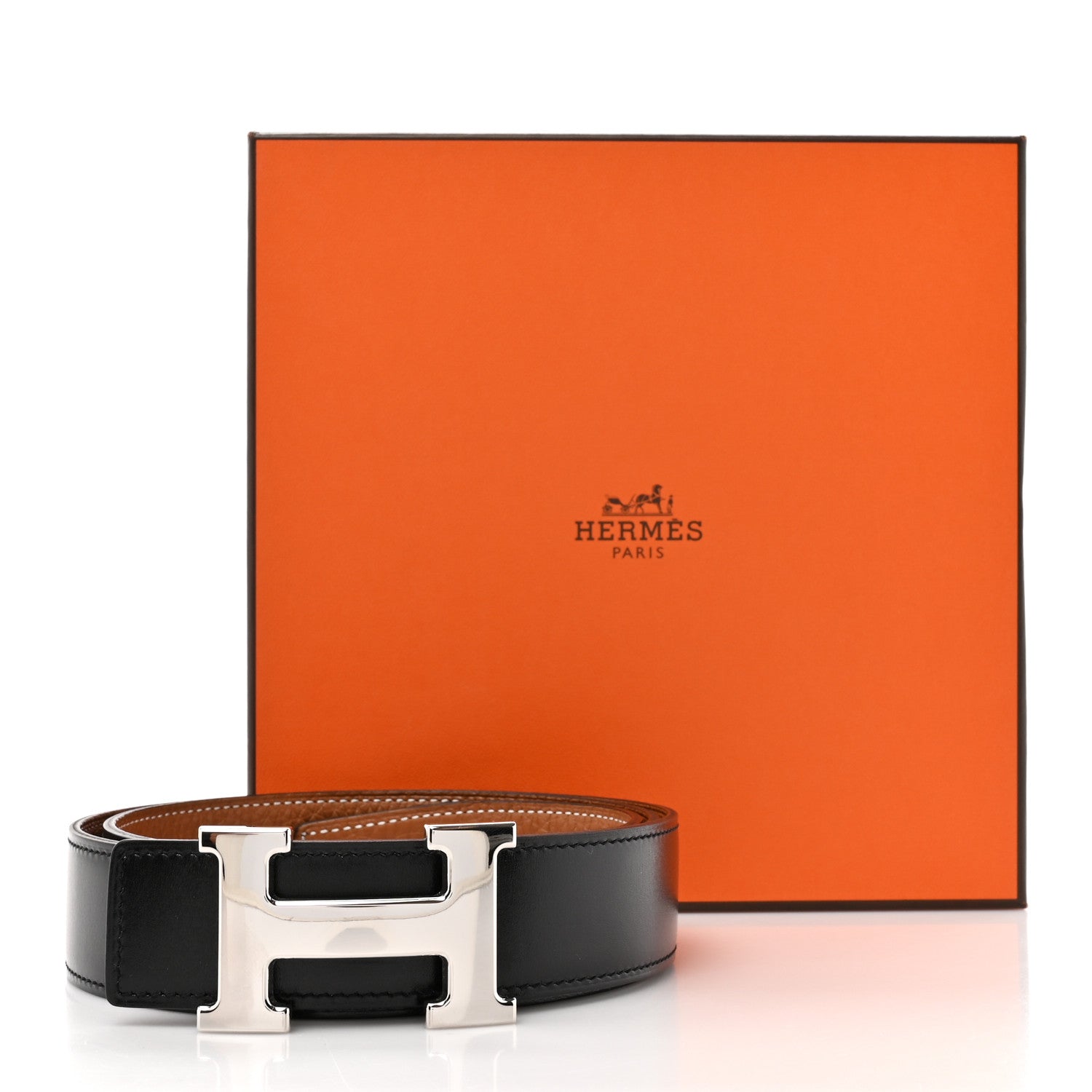 Hermes Box 135 Togo 38mm H Belt 90 36 Black Gold 5 of 5