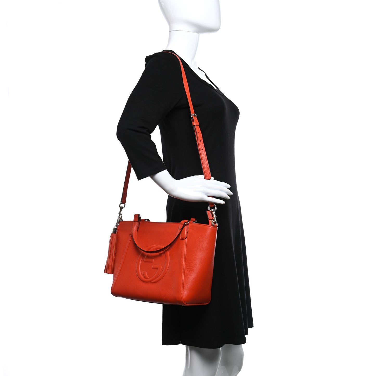 Pebbled Calfskin Small Soho Top Handle Bag Sun Orange