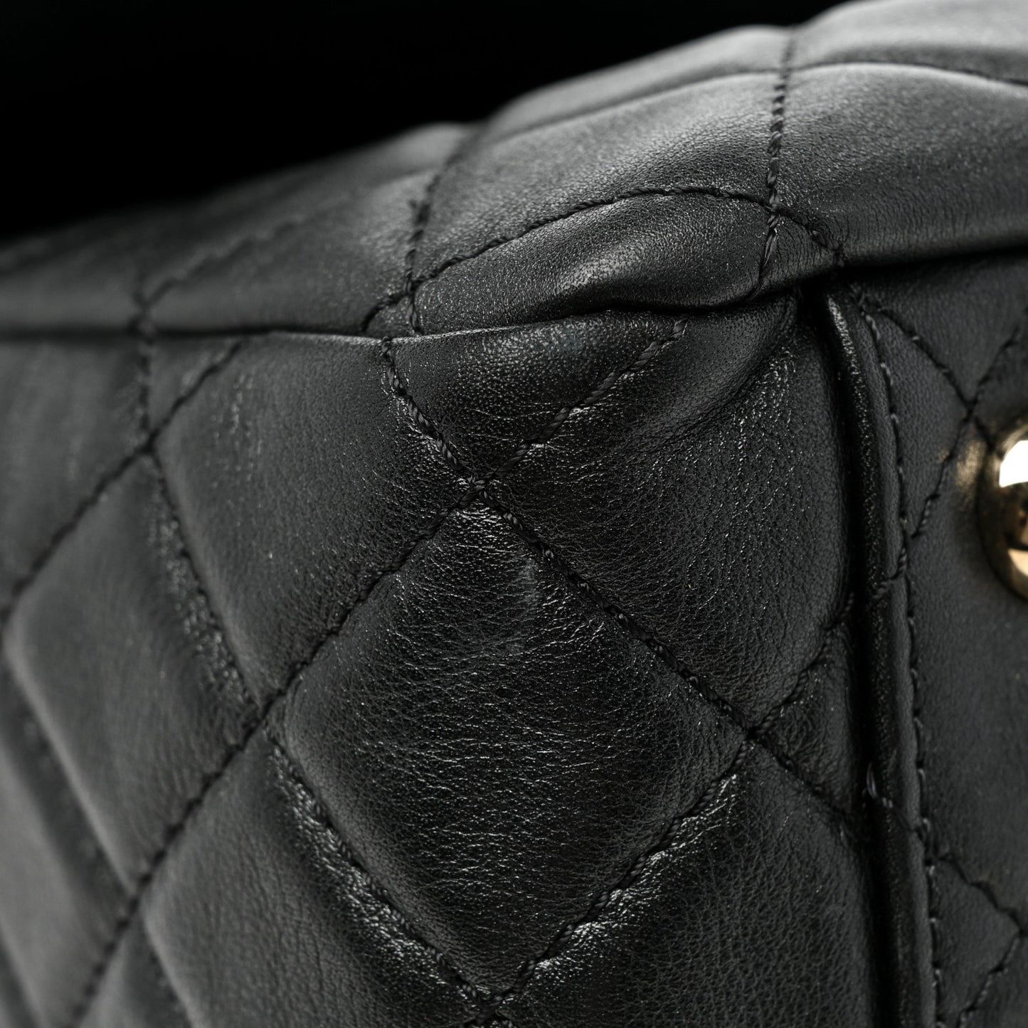 Calfskin Quilted XXL Travel Flap Bag Black
