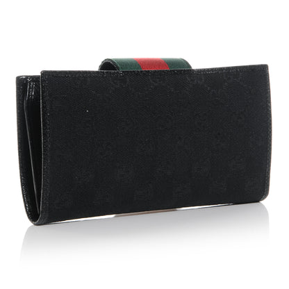 Gucci Monogram Calfskin Ladies Web Long Wallet Black 3 of 8