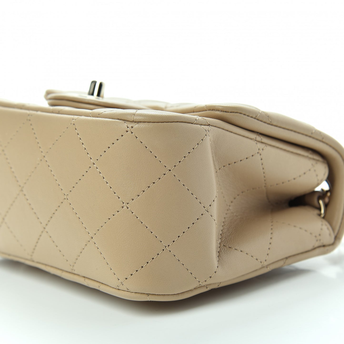 Lambskin Quilted Mini Square Flap Beige