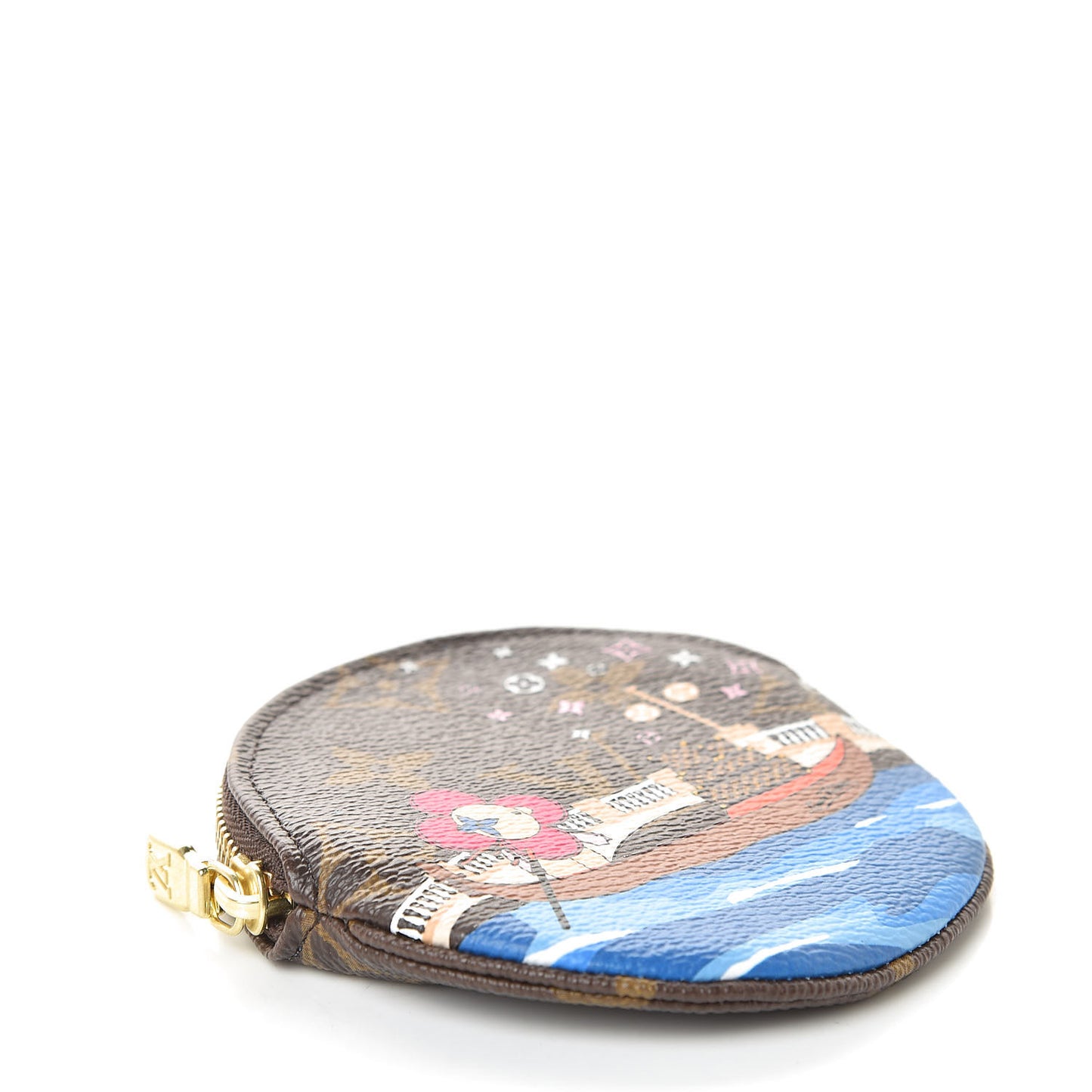 Monogram 2019 Christmas Animation Round Coin Purse Blue