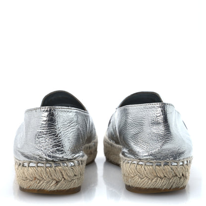 Chanel Laminated Goatskin CC Espadrilles 38 Silver 5 of 13