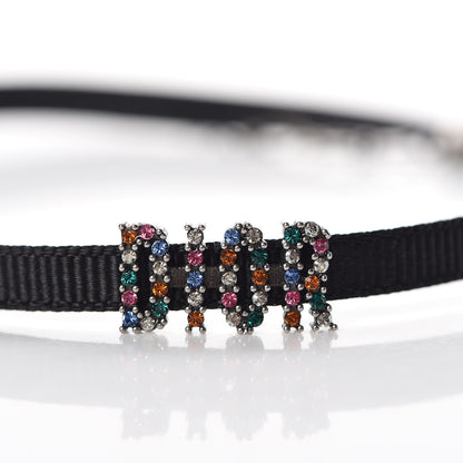 Christian Dior Grosgrain Ribbon Crystal Dior Logo Choker Necklace Multicolor 6 of 6