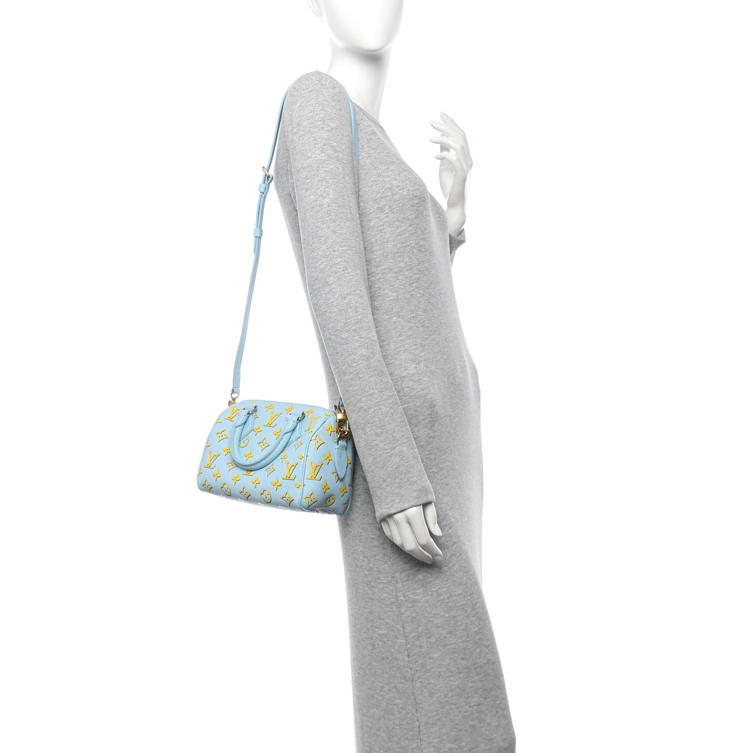 Louis Vuitton Empreinte Monogram Speedy Bandouliere 20 Baby Blue 2 of 11