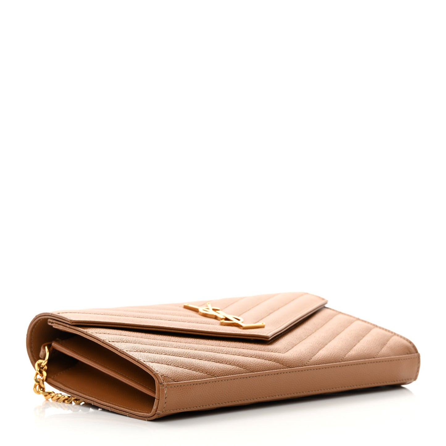 Grain De Poudre Matelasse Chevron Monogram Chain Wallet Dark Natural