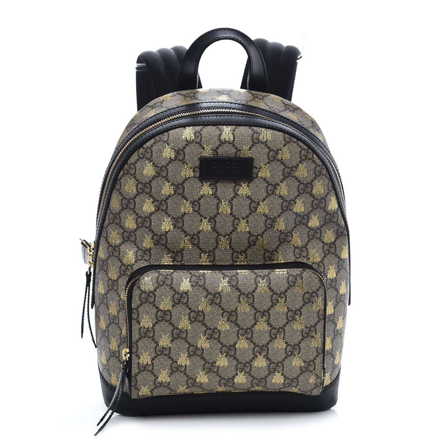 GG Supreme Monogram Bees Print Small Day Backpack Beige Oro Black