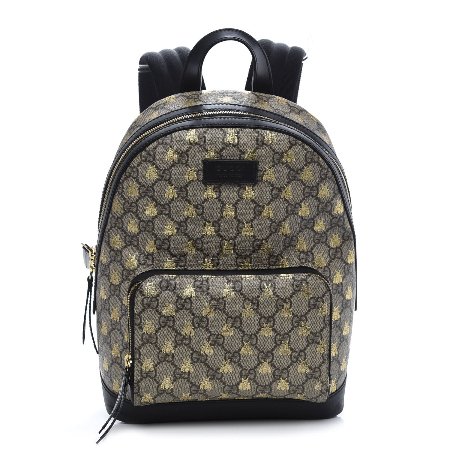 Gucci GG Supreme Monogram Bees Print Small Day Backpack Beige Oro Black 1 of 11