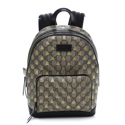 Gucci GG Supreme Monogram Bees Print Small Day Backpack Beige Oro Black 1 of 11