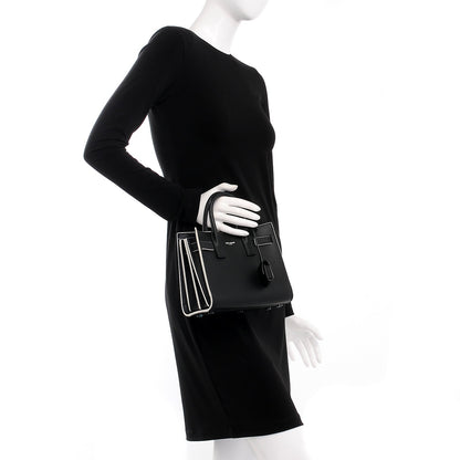 Saint Laurent Grained Calfskin Nano Sac De Jour Black White 3 of 8