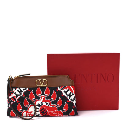 Valentino Garavani Calfskin Canvas VLogo Archive Manifesto Bandana Print Red Multicolor 10 of 10