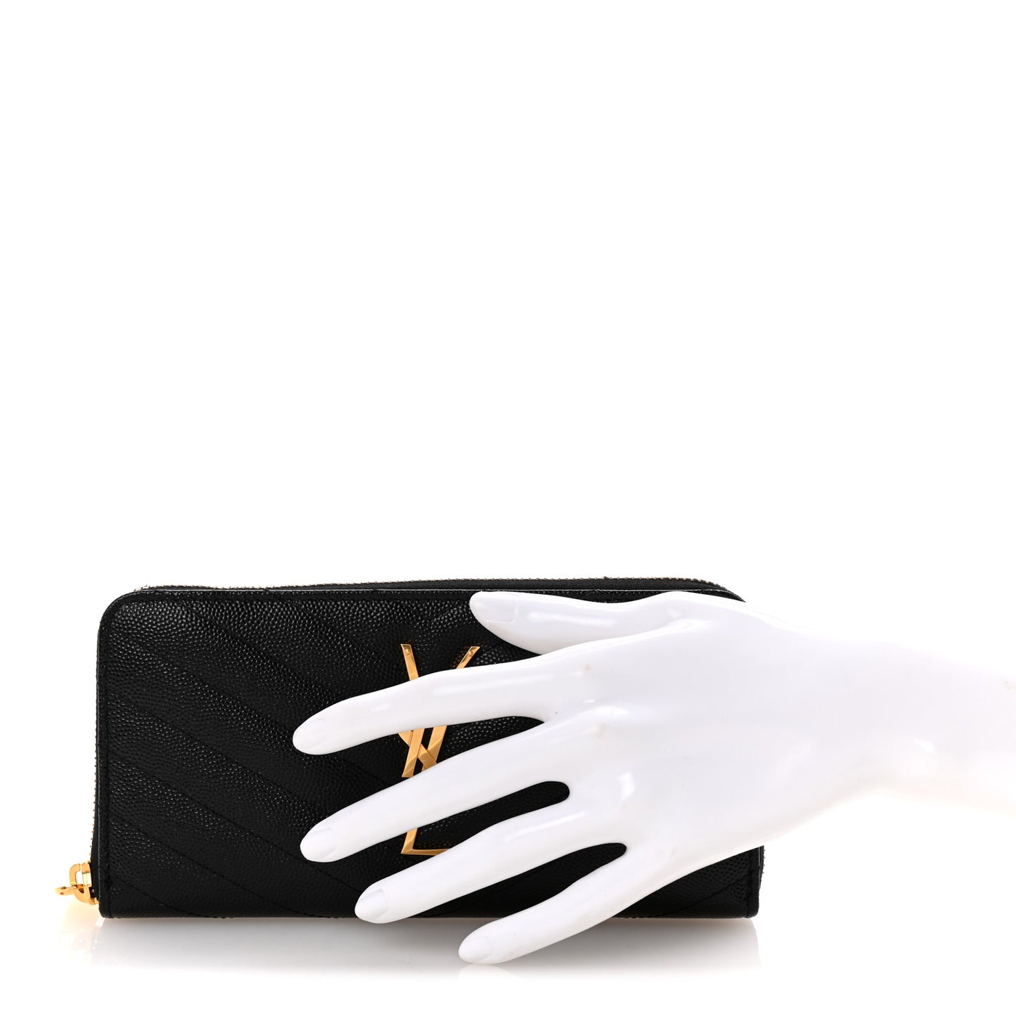 Grain De Poudre Matelasse Chevron Monogram Zip Around Wallet Black
