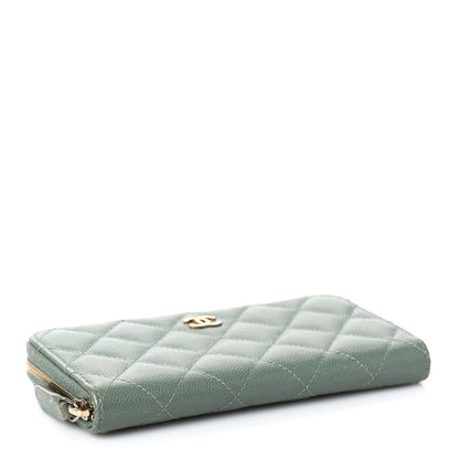 Chanel Iridescent Caviar Quilted Medium Zip Around Wallet Light Green 4 of 9