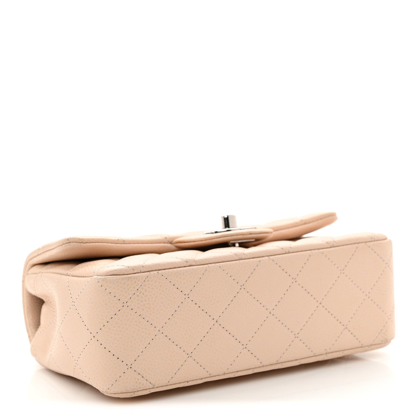 Caviar Quilted Mini Rectangular Flap  Light Beige