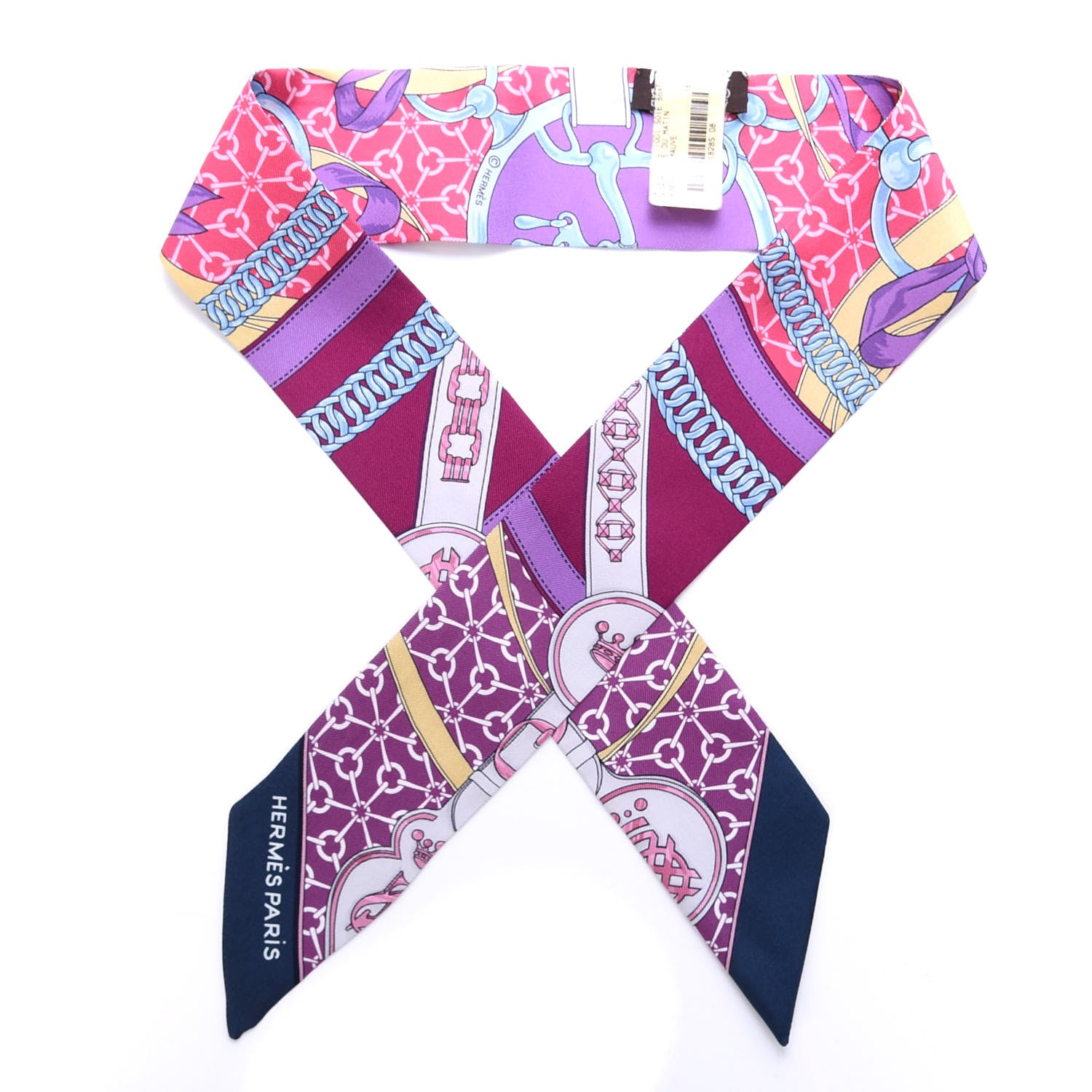 Hermes Silk La Promenade Du Matin Twilly Prune Rose Mauve 1 of 4