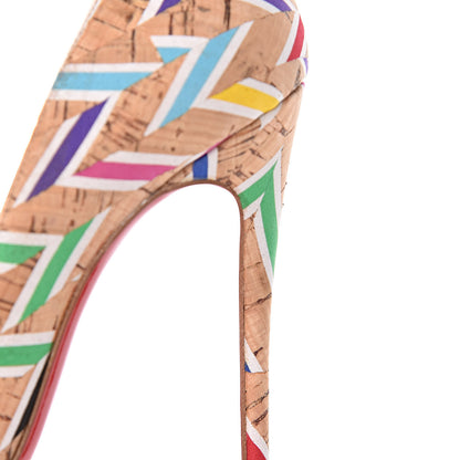 Christian Louboutin Cork Chevron Print So Kate 120 Pumps 35.5 Multicolor 10 of 14