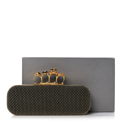 Alexander McQueen Suede Studded Skull Knuckle Box Clutch Black 15 of 15