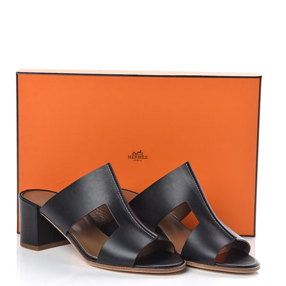 Hermes Calfskin Ostia Sandals 38 Black 9 of 9