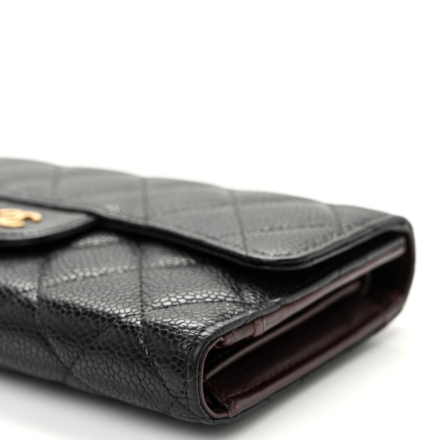 Caviar Quilted Large Flap Wallet Black