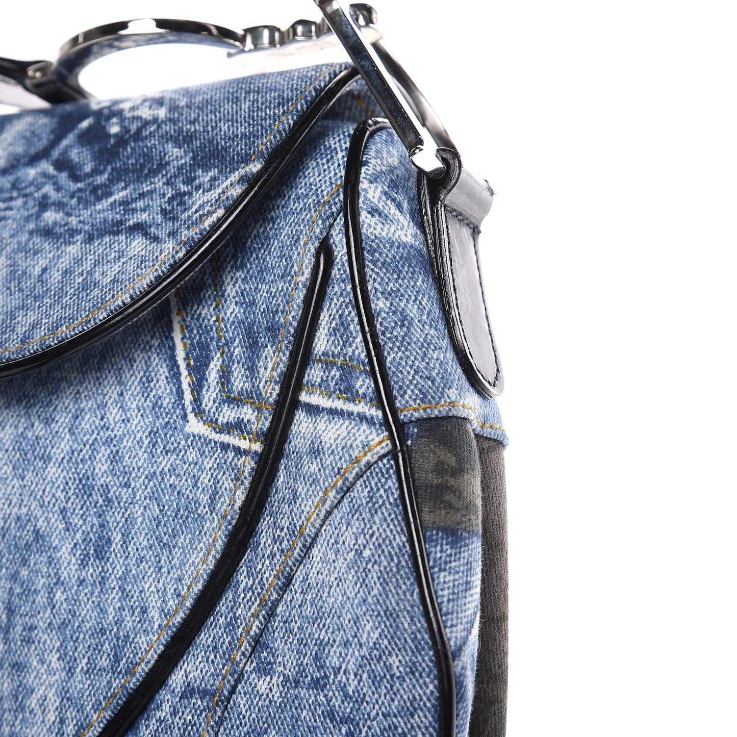 Denim Miss Diorella Double Saddle Bag Blue