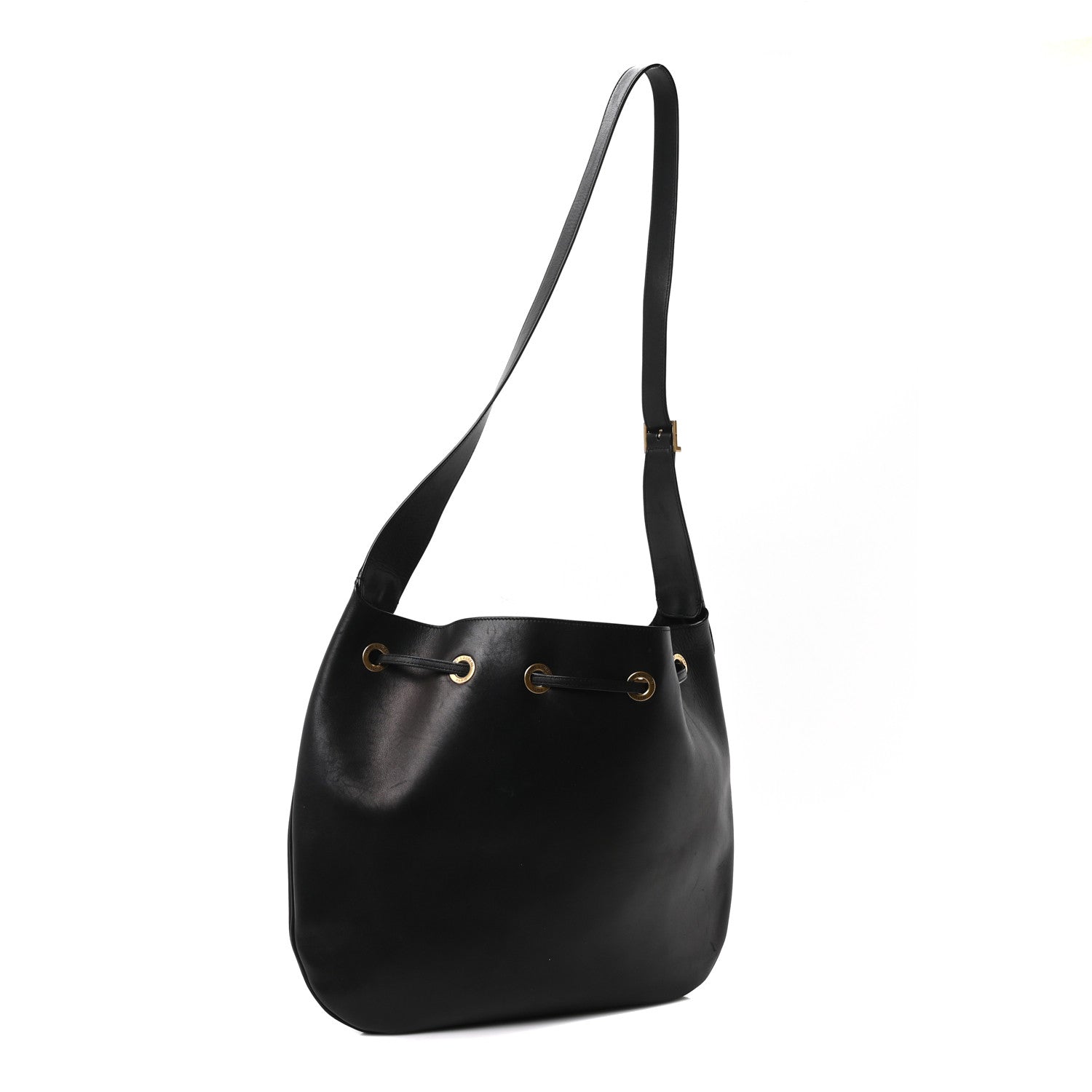Saint Laurent Smooth Calfskin Paris VII Large Flat Hobo Black 4 of 11