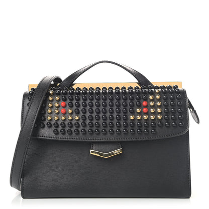 Fendi Vitello Elite Studded Monster Mini Demi Jour Shoulder Bag Black 1 of 5