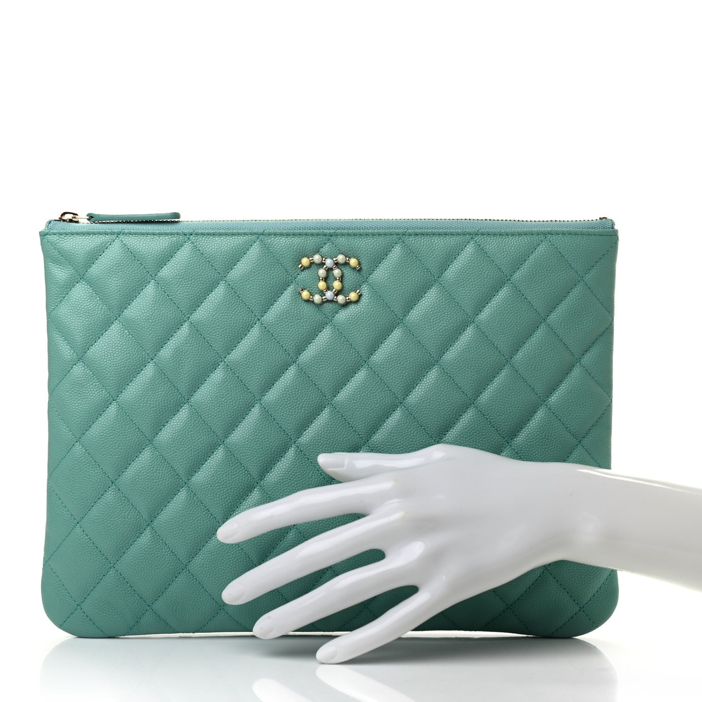 Caviar Quilted Coco Candy Medium Cosmetic Case Blue