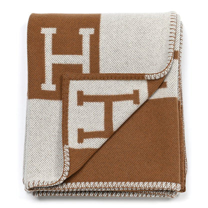 Hermes Wool Cashmere Avalon Blanket Ecru Camel 2 of 3