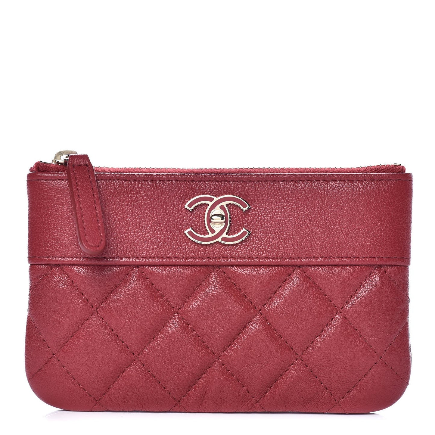 Sheepskin Quilted Small Vintage Mademoiselle Cosmetic Case Red