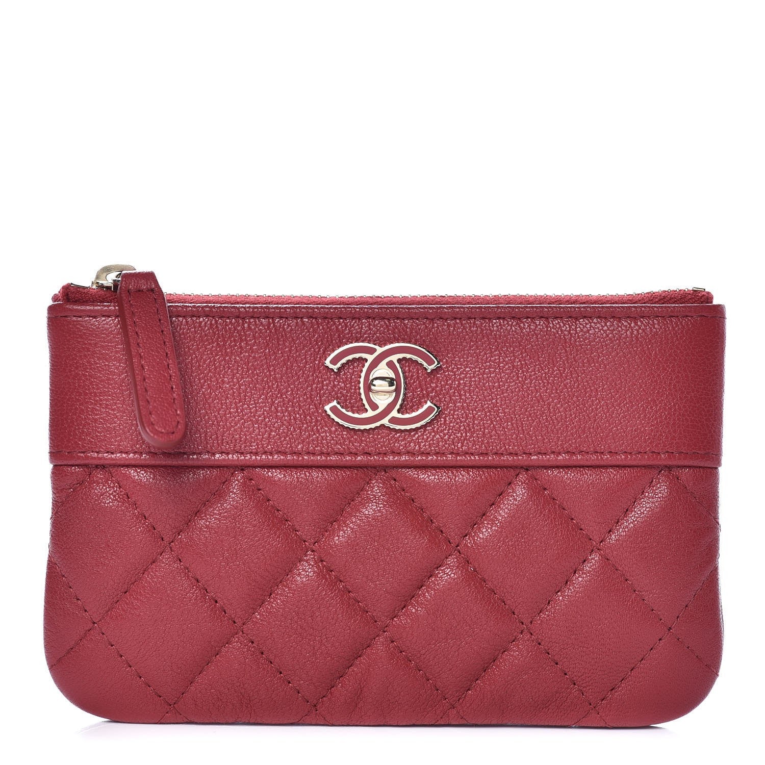 Chanel Sheepskin Quilted Small Vintage Mademoiselle Cosmetic Case Red 1 of 7