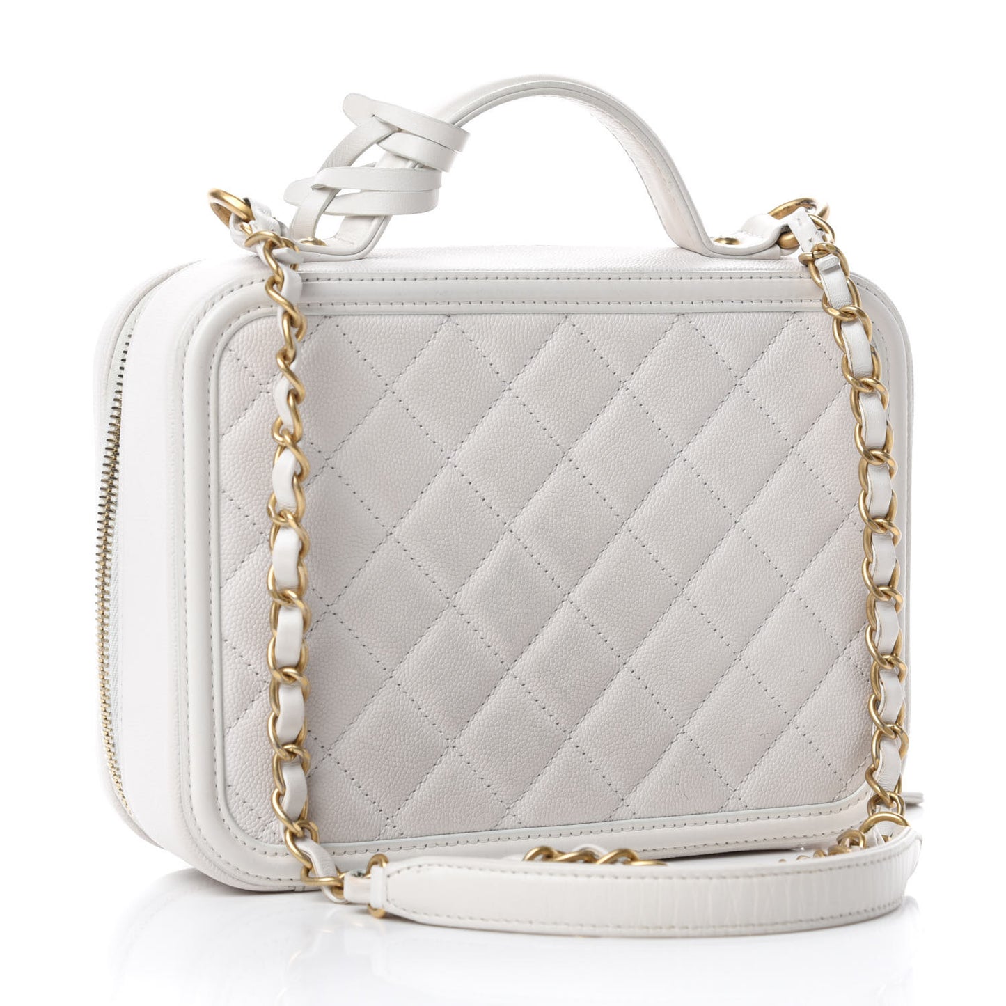 Caviar Quilted Medium CC Filigree Vanity Case White