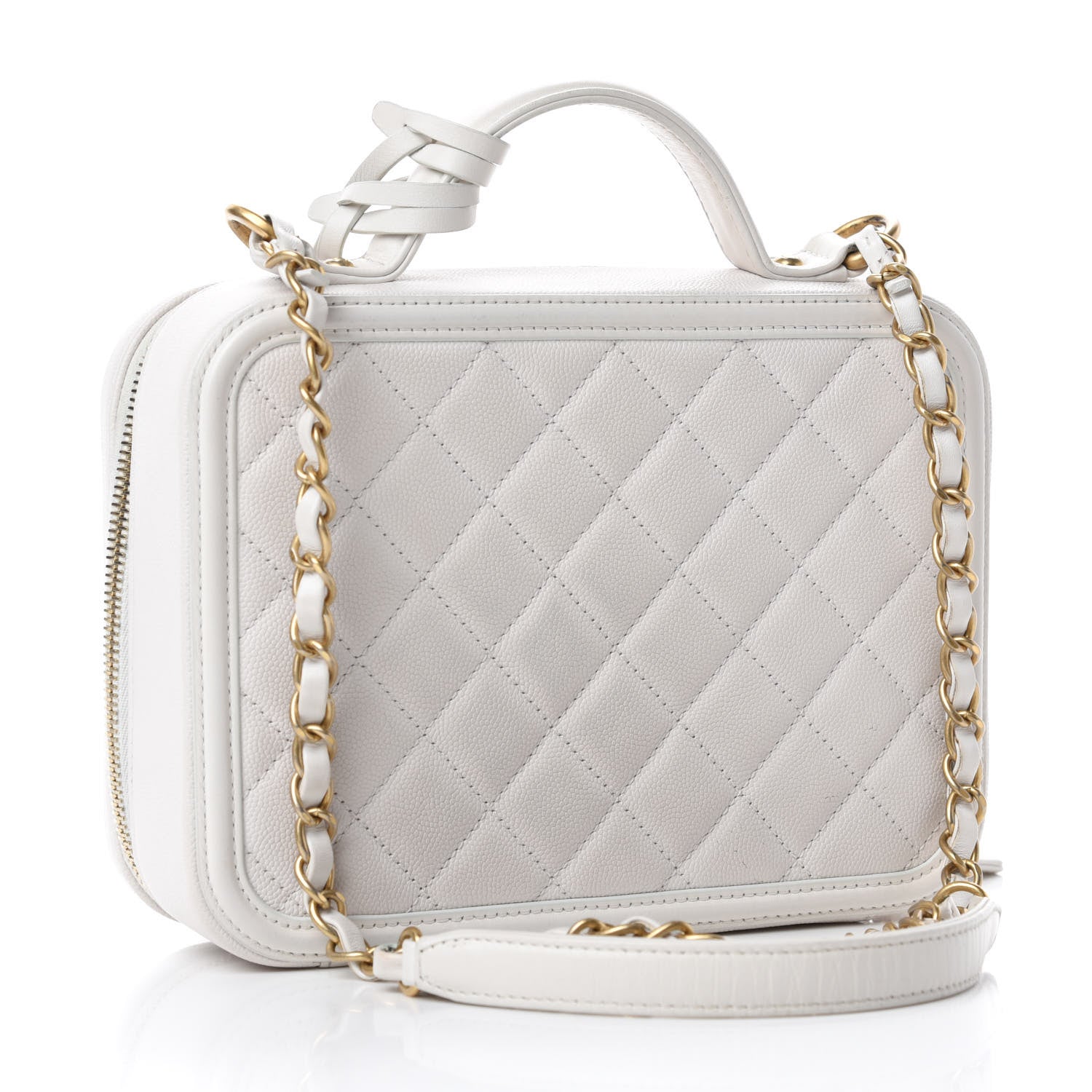 Chanel Caviar Quilted Medium CC Filigree Vanity Case White 3 of 11