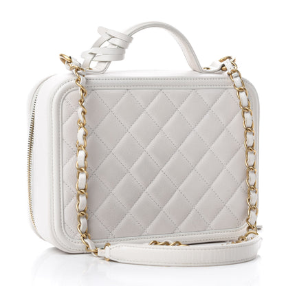 Chanel Caviar Quilted Medium CC Filigree Vanity Case White 3 of 11