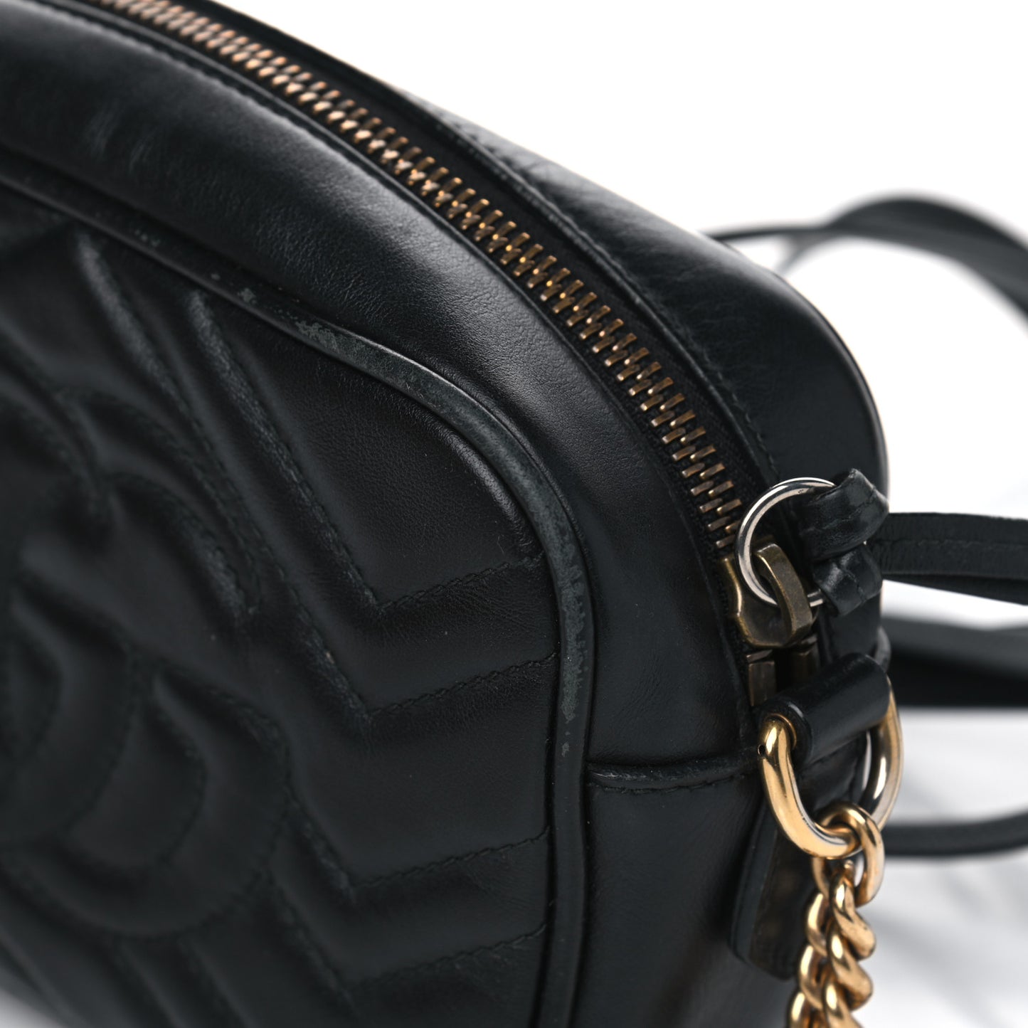 Calfskin Matelasse Mini GG Marmont Chain Shoulder Bag Black