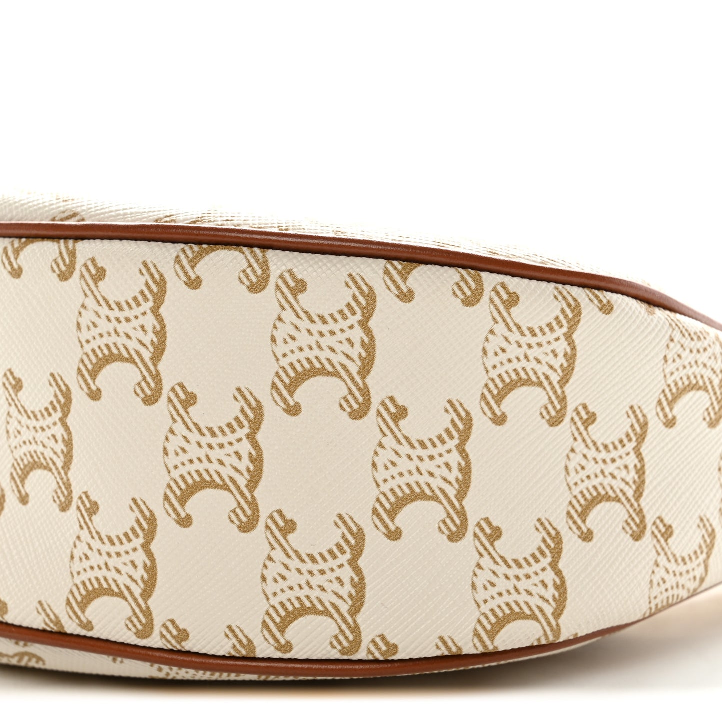 Canvas Calfskin Ava Triomphe Shoulder Bag White