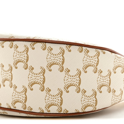 Celine Canvas Calfskin Ava Triomphe Shoulder Bag White 10 of 10