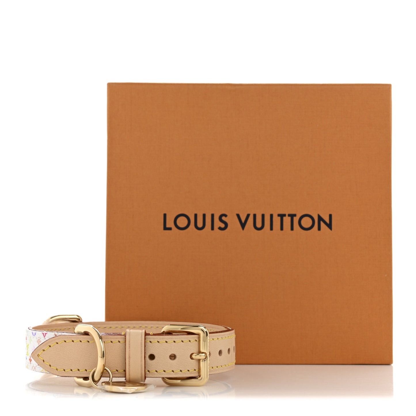 LV X TM Monogram Multicolor Dog Collar White