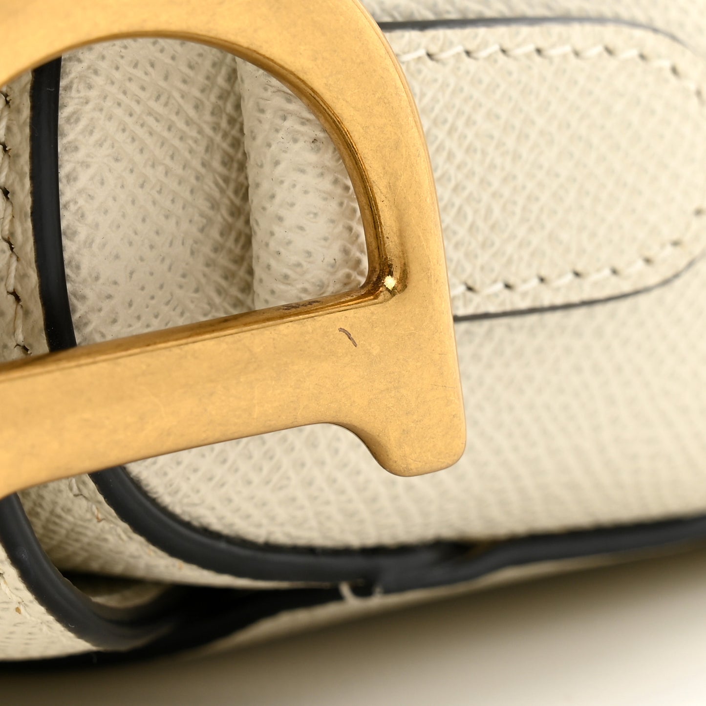 Grained Calfskin Saddle Bag White