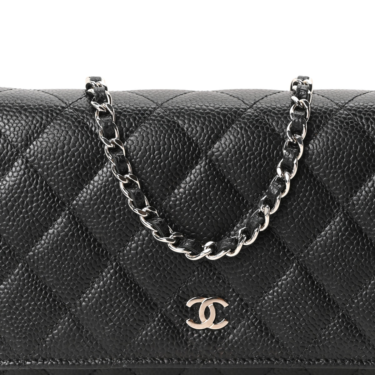 Caviar Quilted Wallet on Chain WOC Black